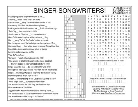Singer-songwriter Lisa Crossword Clue Answers. Find the latest crossword clues from New York Times Crosswords, LA Times Crosswords and many more. ... LORDE "Solar Power" singer-songwriter (5) LA Times Daily: Dec 9, 2023 : 3% KEYS Alicia -, US singer-songwriter (4)